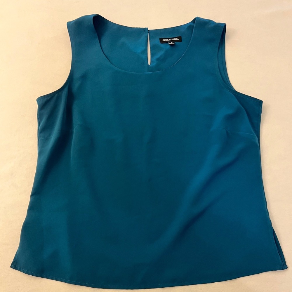 Notations Womens Teal Sleeveless Scoop Neck Keyhole Back Blouse Top MCDT0026 M